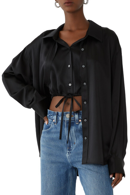 Double Layered Boyfriend Top with Drawstring